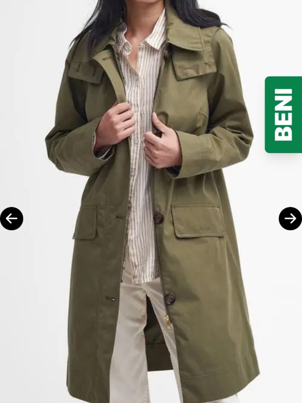 Barbour Hebrides Longline Winter Moss Waterproof Jacket Size 4
